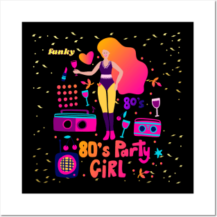 80's pink party girl Posters and Art